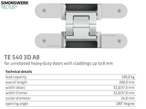 Simonswerk540-A8 3D隱藏式鉸鍊