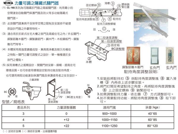 WIMA CL-165隱藏式門弓器