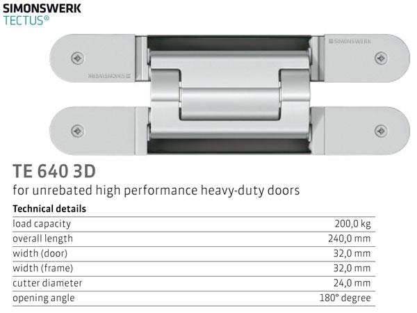 Simonswerk TE-640-3D隱藏式鉸鍊
