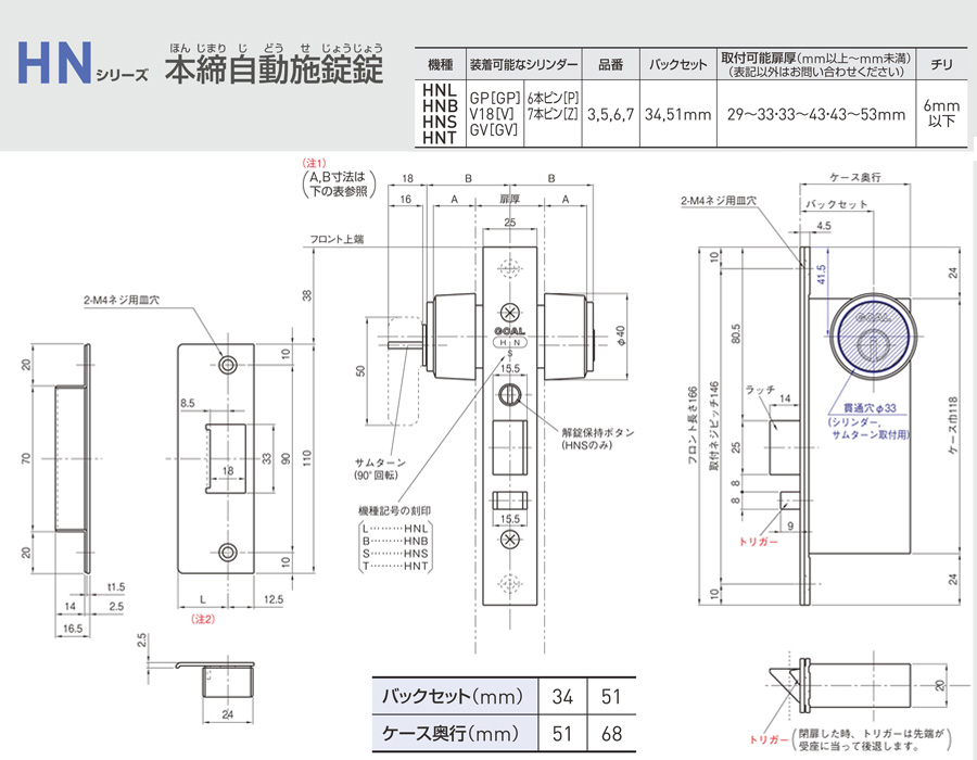 HN 斜舌鎖 