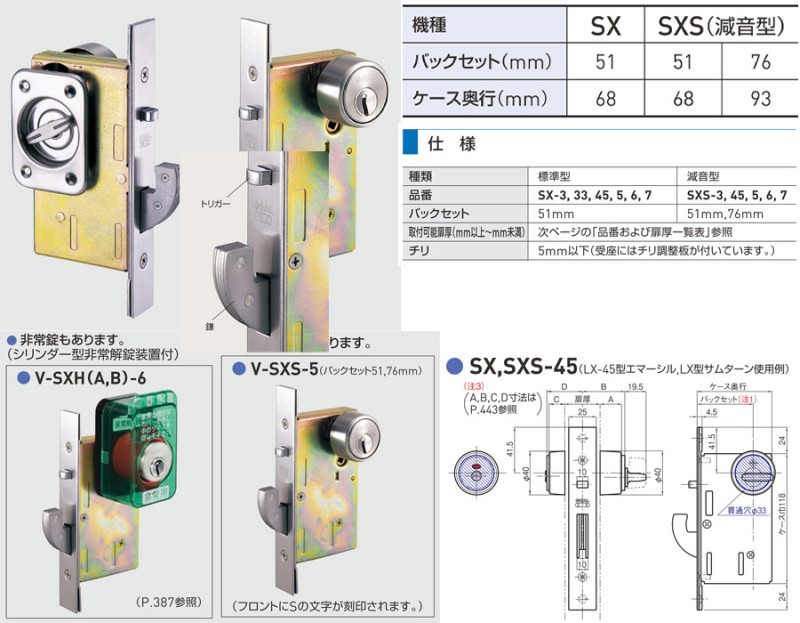 SX、SXS （減音型）シリーズ 勾鎖