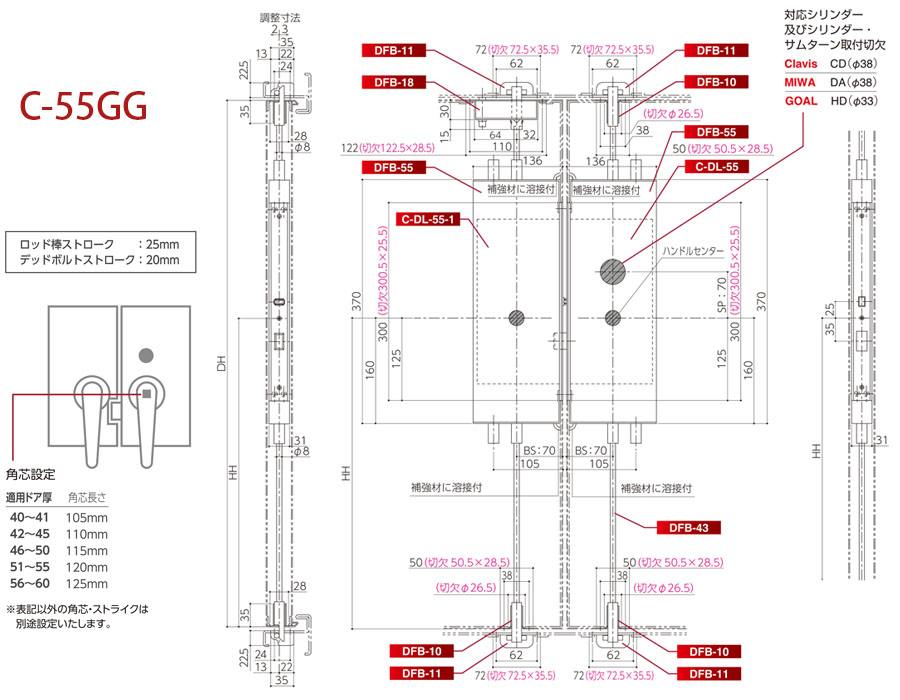 SHIBUTANI C-55GG,C-55GG-2,C-55GG-TP55(雙扇)