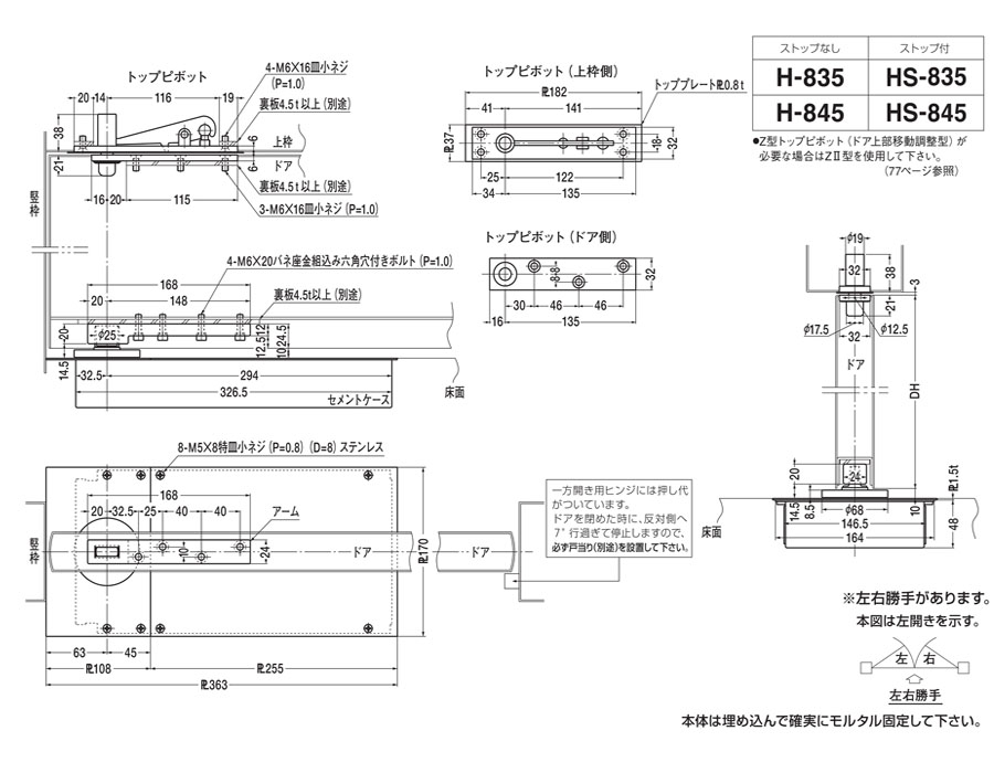 NEW-STAR HS-835,HS-845,HS-855地鉸鍊