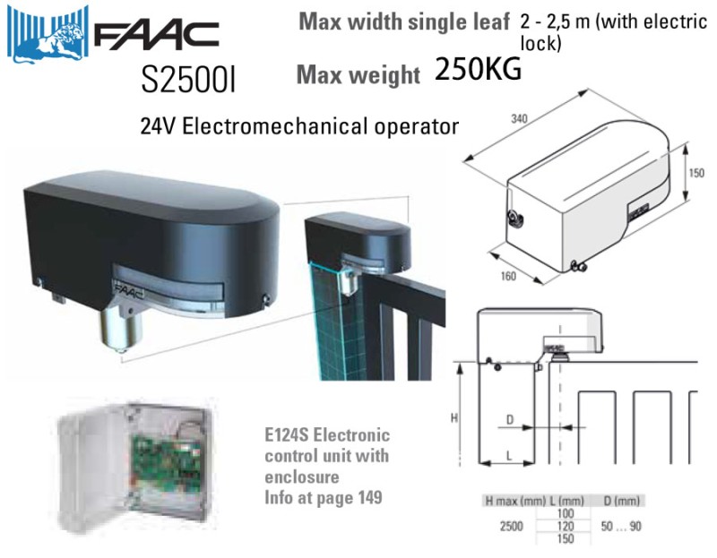 FAAC S2500I電動開門-上部固定