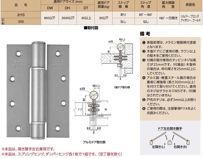 NITTO 311S自動歸位鉸鍊