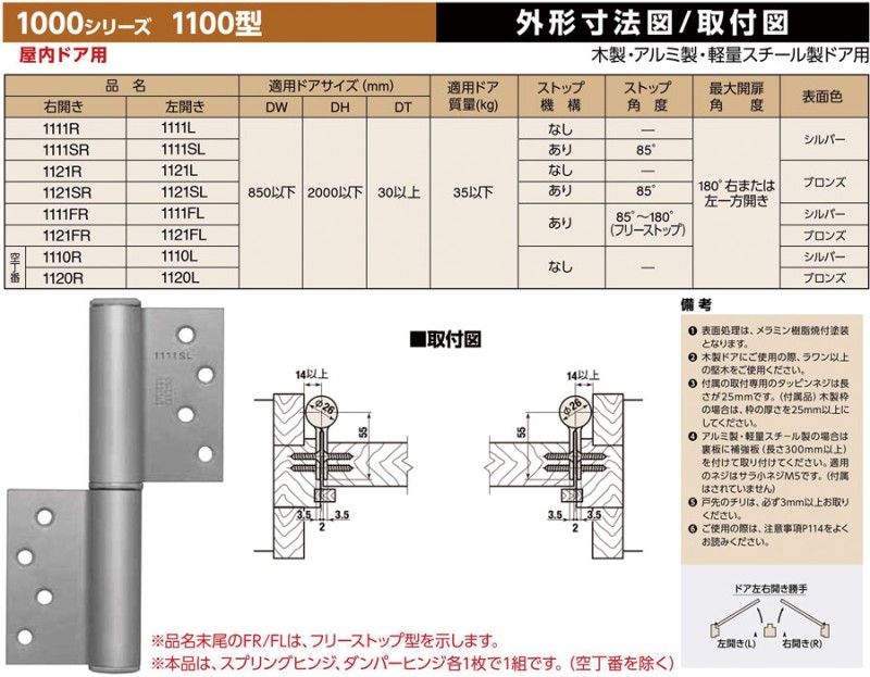 NITTO 1111S,1111F自動歸位鉸鍊